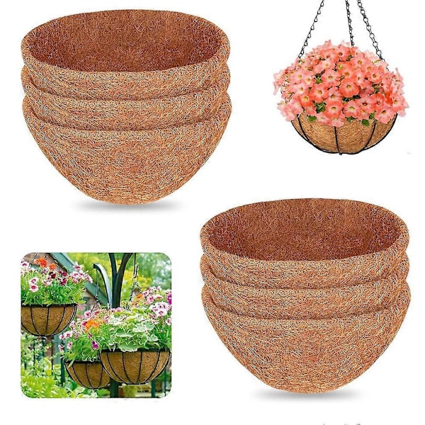 6 stk. 25 cm Naturlig Kokosforing til Hængende Kurveblomster