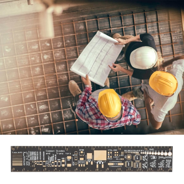 6" multifunktionell PCB linjal - mätverktyg för elektroniska ingenjörer (svart)