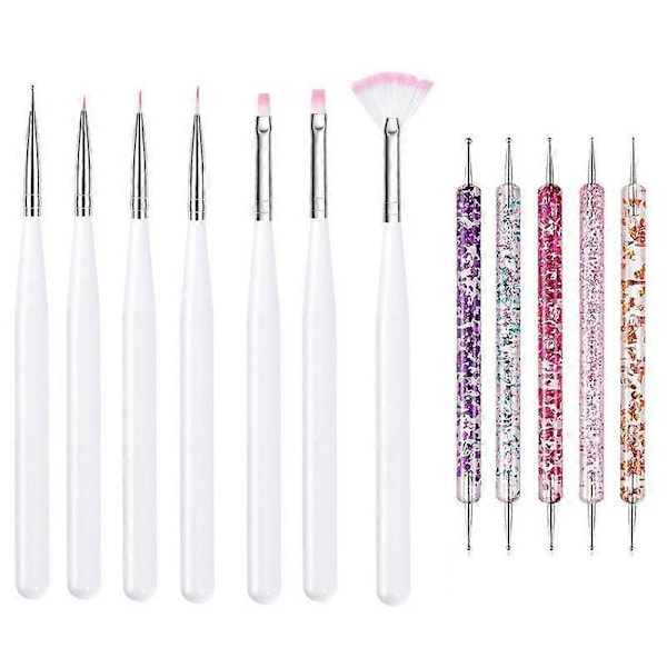 5/20 st Nagelborstar Set, Nagelkonstborstar för Målning, Ritning, Prickning och Gravering, Manikyrverktyg, Akryl, UV Gel och Nagelpulver15