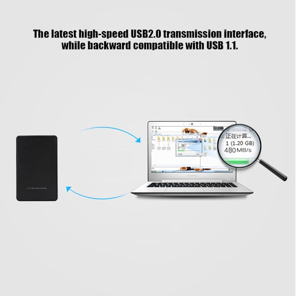 W25q720 2,5-tums USB2.0 SATA mobilt hårddiskfodral HDD-hölje skruvfri stöd 2TB