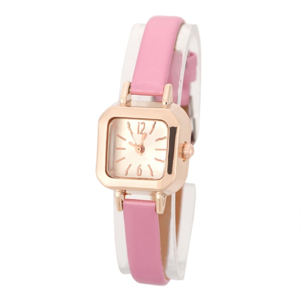 Fasjonabelt kvinnelig kvarts-armbåndsur Analog PU-rem-armbåndsur (rosa)