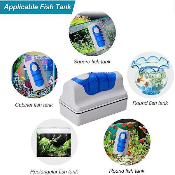 Magnetisk Akvarium Fisk Tank Glasrengöringsborste Flytande Akvarium Magnet Rengöringsutrustning För Vattenlevande Algrengöring Blå (L)