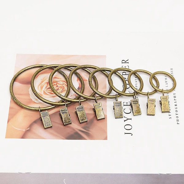 Metalringe, sæt med 50 gardinringe, 32mm, med rustfrie gardinringe, bronze gardinringe med clips