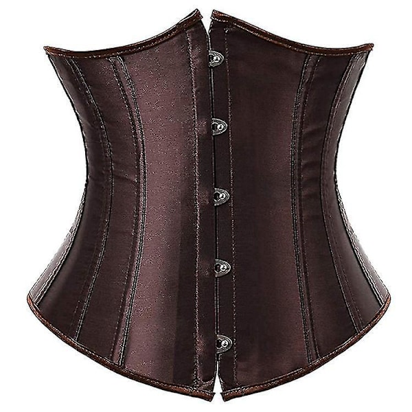 Gotisk Underbust Korset Talje Cincher Bustier Top Kropsformer Lingeri Brun XL