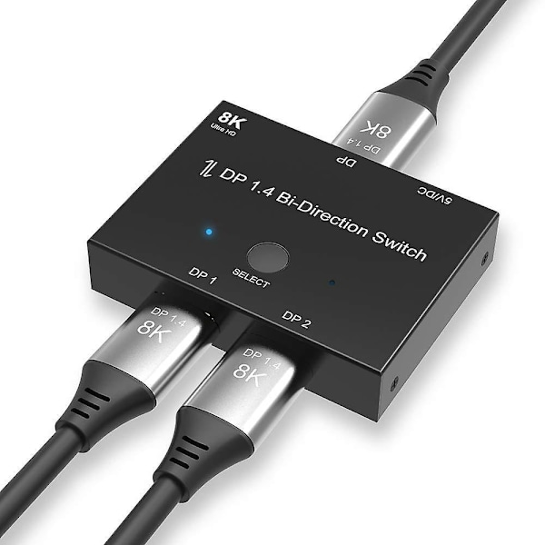 8K DP 1.4 Tosidig Bryter: 4K@120Hz Splitter & Konverter for Flere Kilder og Skjermer