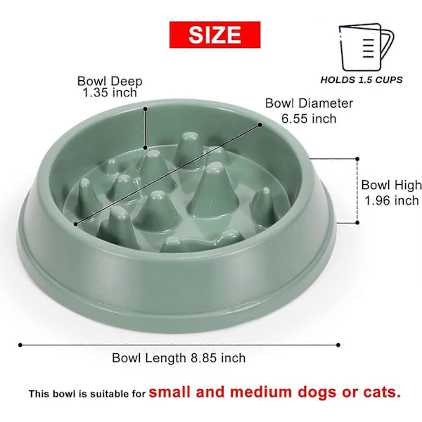 Slow Feeder Hundeskål til Små og Mellemstore Hunde Katte Skridsikker Langsom Spisning Sund Hvalpeskål Puzzle Maze Fun Feeder, Grøn