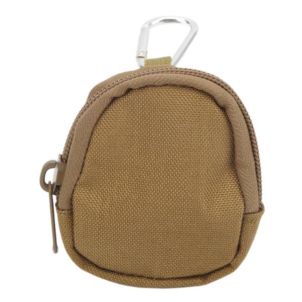 Mini avainlaukku, kannettava, kulutusta kestävä, 1000D pyöreä nylonkantolaukku, jossa kolmiolukko ulkokäyttöön, kuulokkeet, ruskea