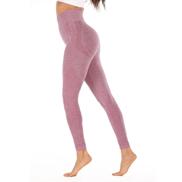 Kvinde trænings leggings høj talje hofteløftning åndbar behagelig sports leggings vinrød S