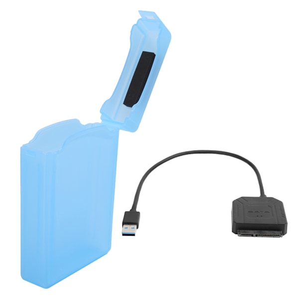 SATA USB 3.0-adapter 2,5 tommer 3,5 tommer SSD HDD harddisk-kabel datamaskintilbehør beskyttelsesboks (blå)