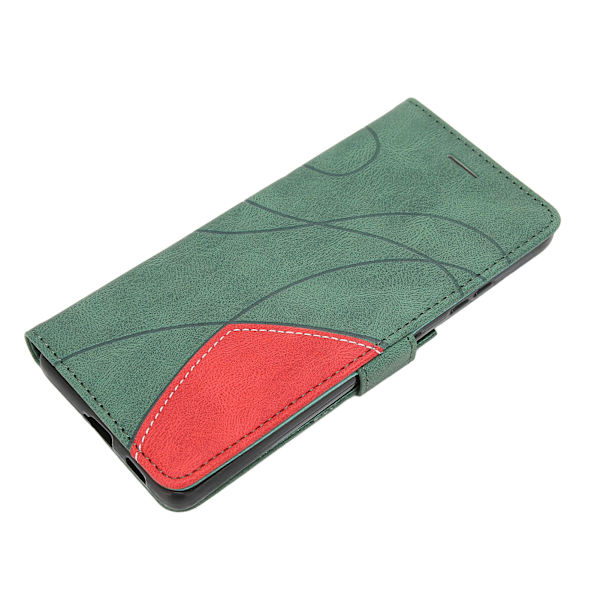 PU-läder Flip Wallet Telefonfodral 2 Färger Spliced Stötsäker Telefon Skyddande Fodral Cover för Samsung S21 Ultra Grön