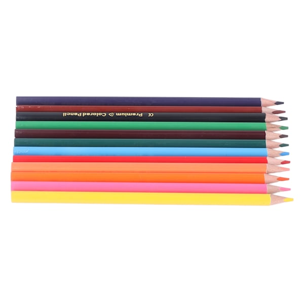 36 fargestifter i 12 farger per pakke med blank dekning, trekantformet penneholder i poppelmateriale