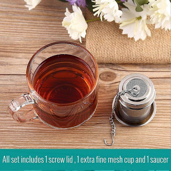 Te-kugle Infuser & Madlavnings Infuser, Ekstra Fint Masket Te-infuser med Gevindforbindelse, Rustfrit Stål