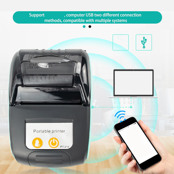 58 mm kvitteringsprinter Bærbar termisk Bluetooth-printer 100‑240V