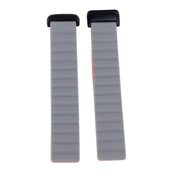 2 st armband i silikon med stark magnetisk knäppning, ersättningsarmband för Fitbit Charge 6/5, grå orange