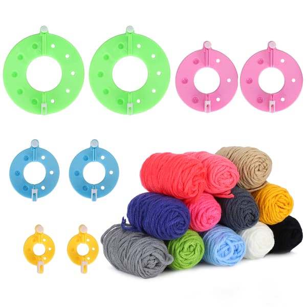 Pompom Maker Kits Färgglada Fluffbollsvävare DIY Ullgarn Stickning Hantverkspresenter