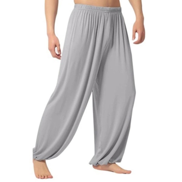 Baggy Men's Belly Dance Yoga Harem Pants Slacks 2XL Light Gray