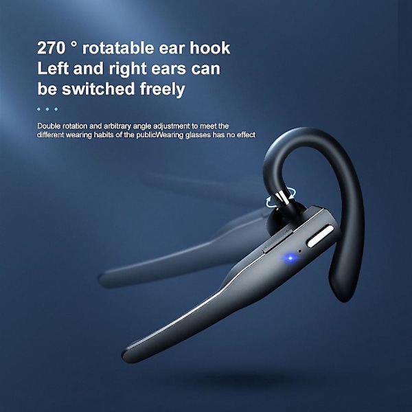 Bluetooth-headset til mobiltelefon med LED-opladningsetui og roterbar mikrofon - Håndfri, Bluetooth 5.1