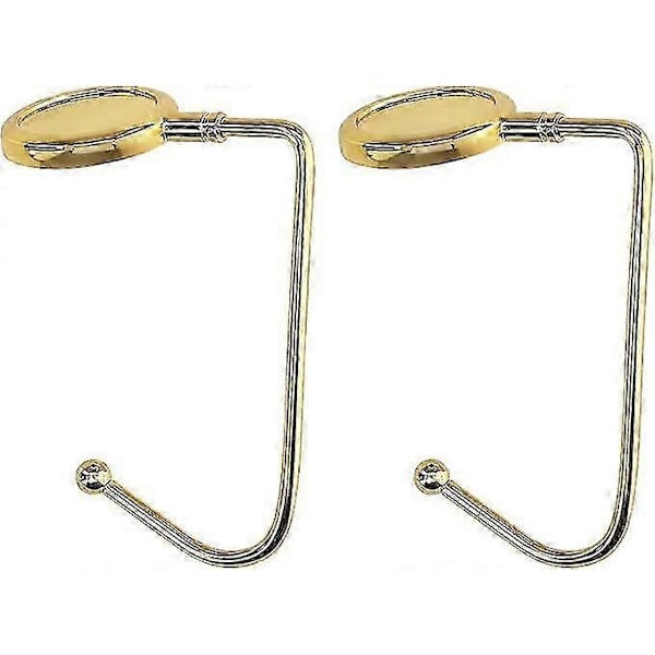 2x Handväskkrok - Vikbar Väskhängare - Väskhållare för Bord eller Skrivbord - Handväska och Liten Föremålshängare - Guld