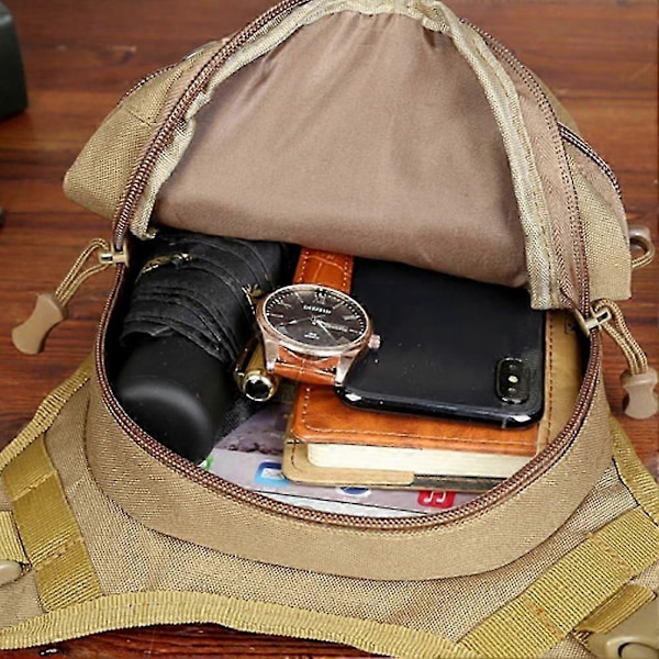 Ensfarget/Kamuflasje Magetaske med Nettinglomme, Multifunksjonell Vanntett Sling Bag for Løping og Trening