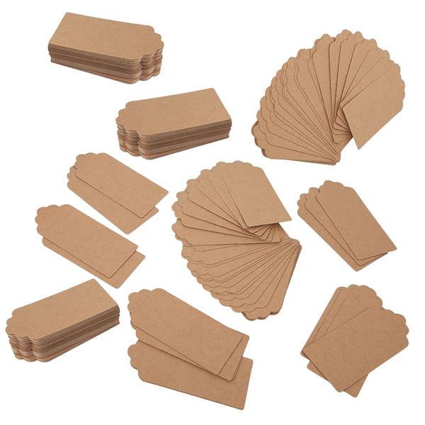 200 st Kraftpappersetikett Bröllop Förpackningsdekoration Klädhängande Etikett 4x9cm