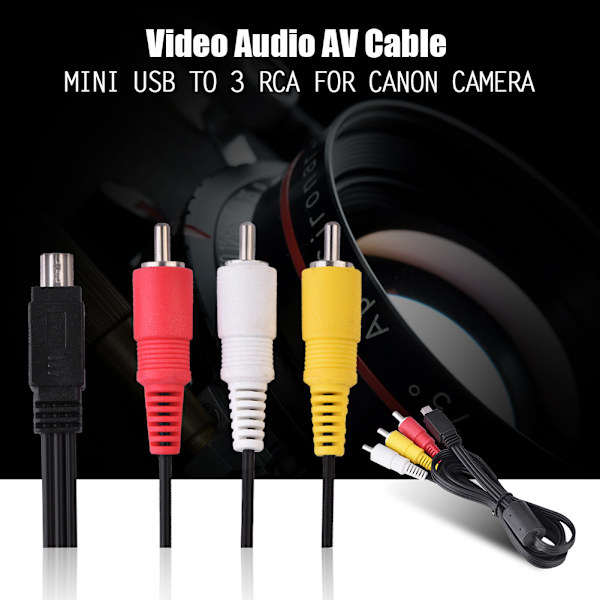 Video Audio AV-kabel Mini USB till 3 RCA för Canon Camera IXUS 990 IS 980 IS 970 IS 870 IS 200