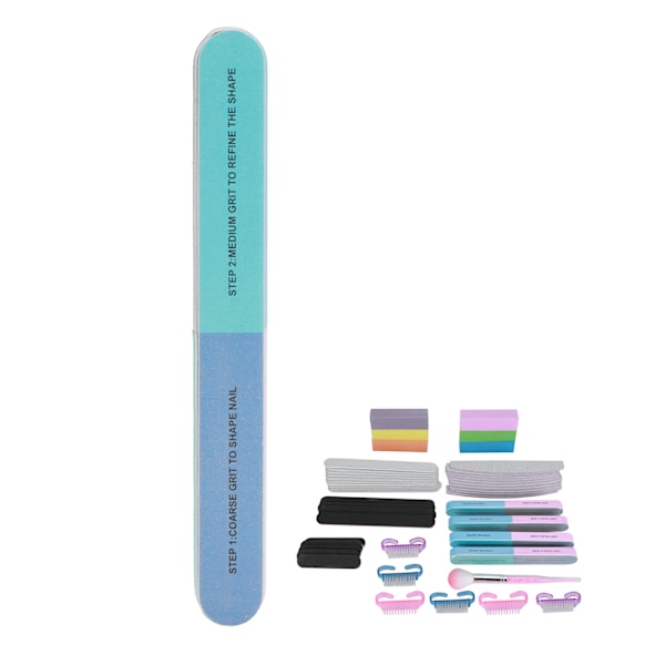 47 st Nail File Nail Art Slipning Polering Buffer Strip Dammborste Set Manikyrverktyg