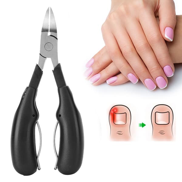 Negleklippere i rustfrit stål til indgroede tånegle, fingernegle, neglebåndssaks, pedicure-klipper, sort
