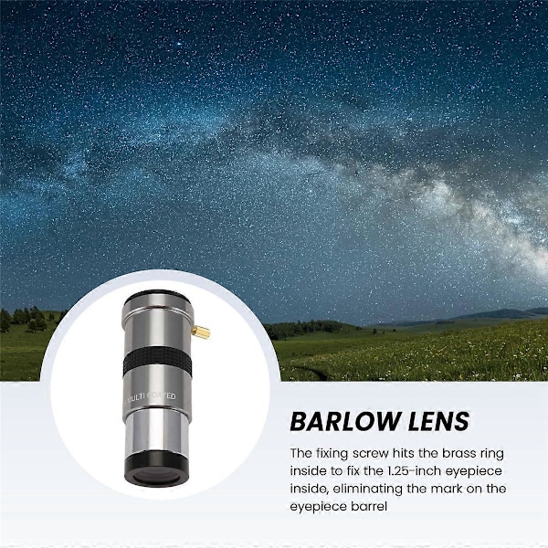 F010 1,25 tommer 3x Barlow linse teleskoptilbehør
