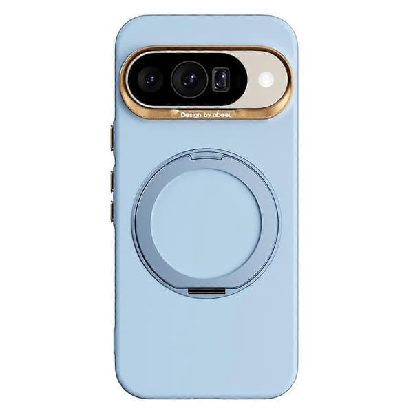 ABEEL Compatible with Google Pixel 10 / 10 Pro Magnetic Case Ring Stand Liquid Silicone Feel PC Phone Case Azure