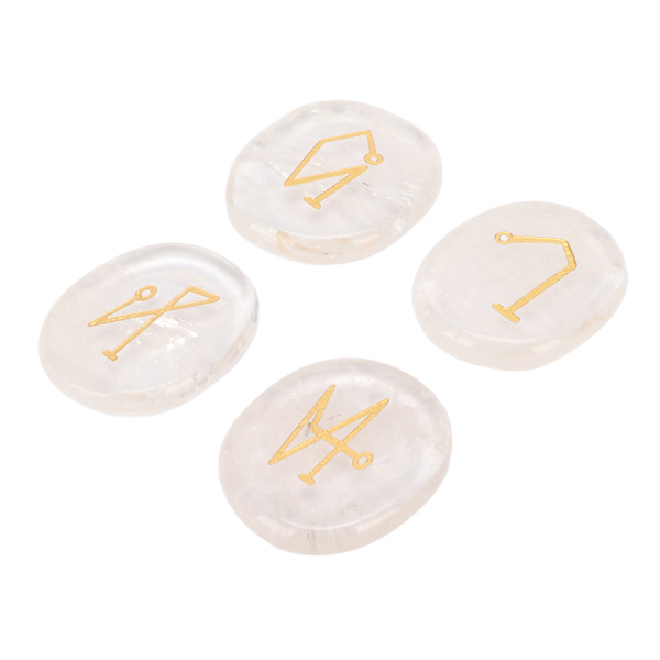 Rune Stones Portable Healing Crystal Chakra Stones Häxa Rune Stone för Reiki Balans Meditation Vit