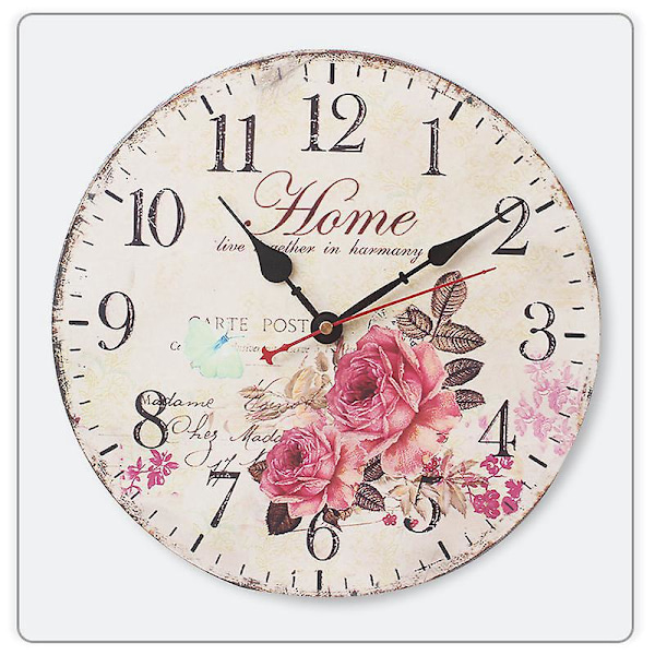 Blomster vintage veggklokke 30 cm