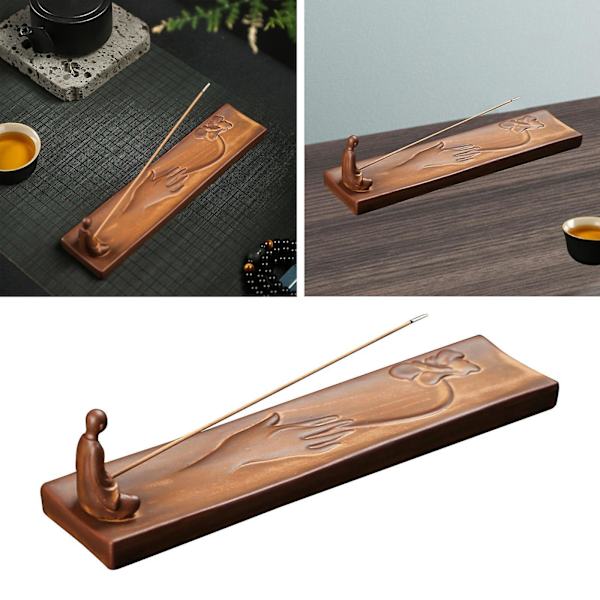 Keramisk Røkelsesbrenner Håndverks Ornament Røkelseskar Dekorasjon for Yoga SPA Kontor 23.7 x 5.4 x 5.6cm