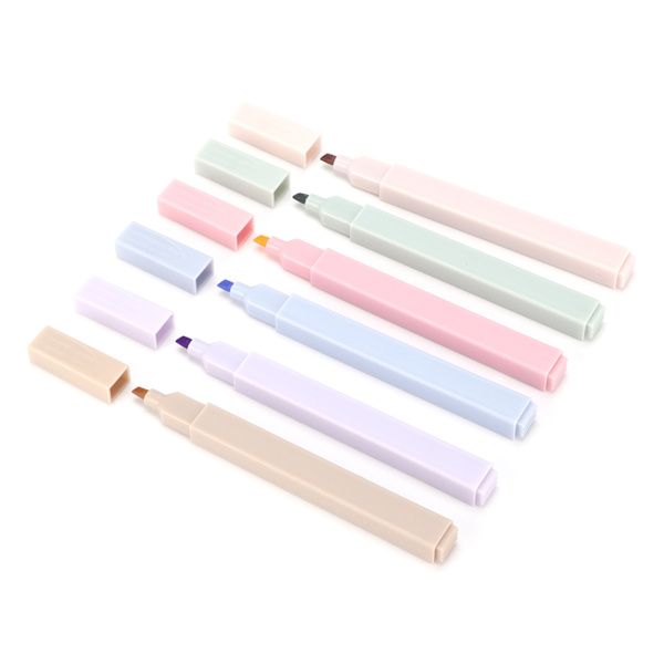 6 stk. highlighter pen til studerende, øjenbeskyttelse, markering, nøgle, macaron-marker til graffiti, håndkonto, markeringsserie