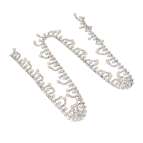1 Yard Pearl Tofs Rhinestone Trim Utsökt fashionabla Pearl Rhinestone fransar för smycken Kläder Silver