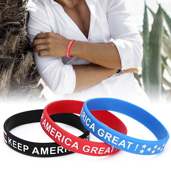 3 stk silikon elastisk armbånd Unisex spesialbrev Fargerikt patriotisk armbånd