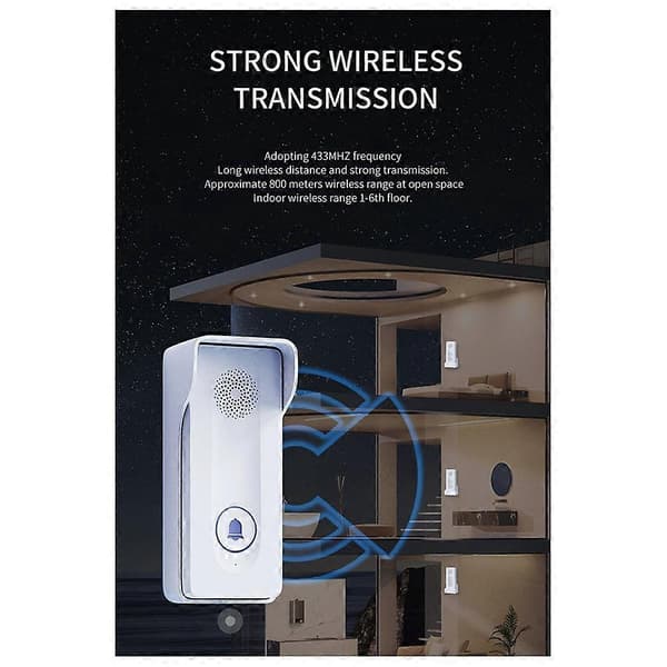 800M Langdistance Udendørs Dørklokke Trådløs Intercom Dørtelefon Oplåsning Tovejs Intercom 433MHz B Vit