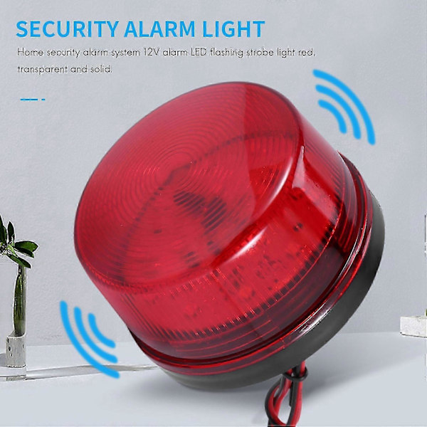 12V Alarm LED Blinkande Stroboskoplampa säkerhetslarmsystem röd