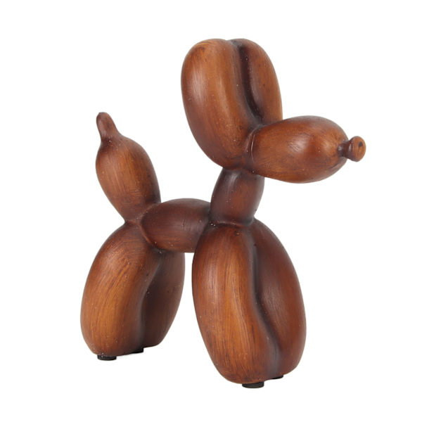 Ballonhund Skulptur Imitation Trækorn Dekorativ Ornament Resin Desktop Ballon Dyrestatue til Stue