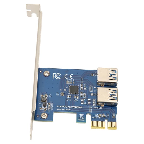 PCI E 1 til 2 Riser-kort God fleksibilitet Høy stabilitet Pcie Splitter 1 til 2 PCIE Riser-kort for Bitcoin Ethereum Mining Blått kort