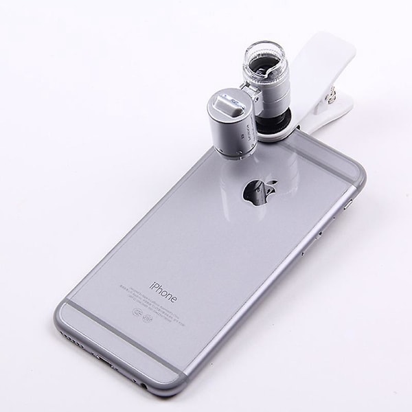 60x Clip-on Mikroskop för Mobiltelefon med UV-LED Universal Makroobjektiv Bärbar Smartphonekamera Lupp för Små Tryck Klockor Smycken