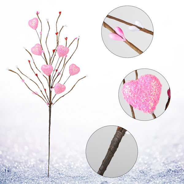 Valentinsdag dekorative blomstergrene (4 stk) - 50 cm jern + skum