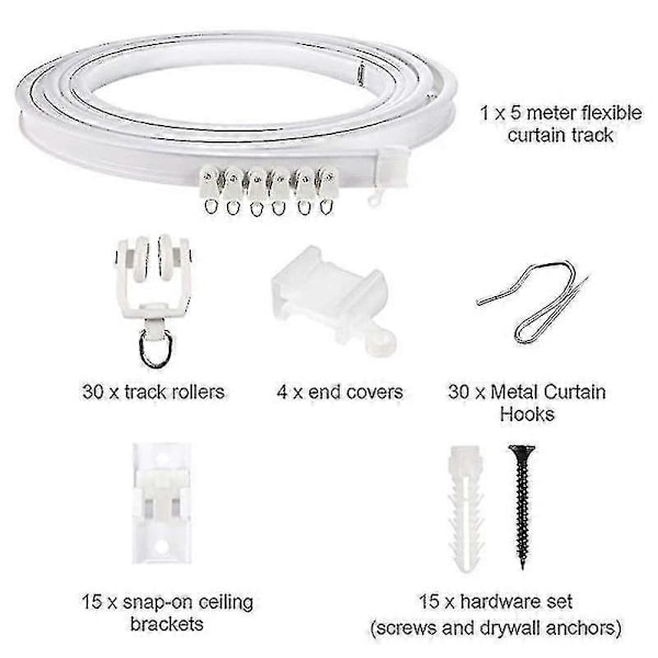Fleksibel Loftgardinskinne - Bøjbar & Buet - 1-5 Meter 5m