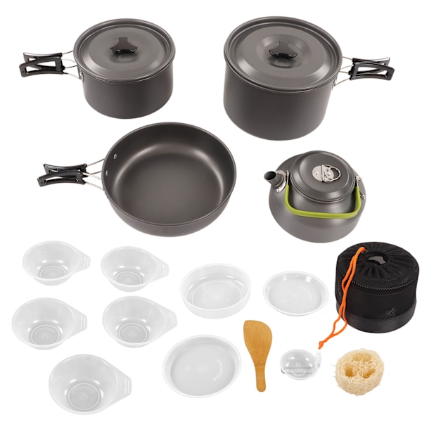 Camping Kokkärl Kit Bärbar Praktisk Hög Hårdhet Anti Skållning Gryta Kittel Set för Utomhus Picknick
