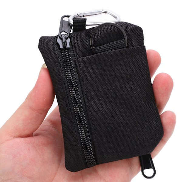 Mini bærbar EDC Molle Pung pung med karabinhage Black