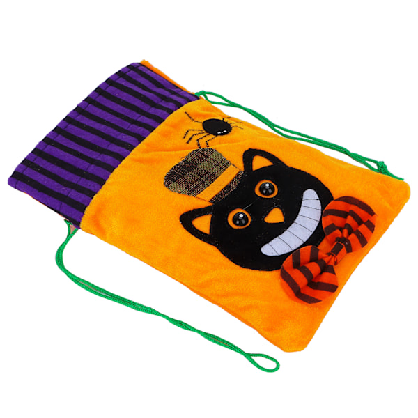 Halloween Burlap Gaveposer Græskar Spøgelse Festival Candy Syning Uld NonWoven Opbevaringspose (Sort Kat)