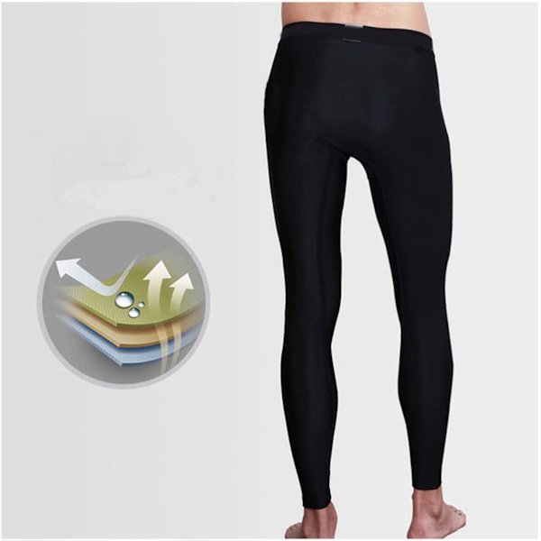 Man Workout Leggings Kompression Justering Ventilation Teknik Lättvikt Kompressionsbyxor Svart M