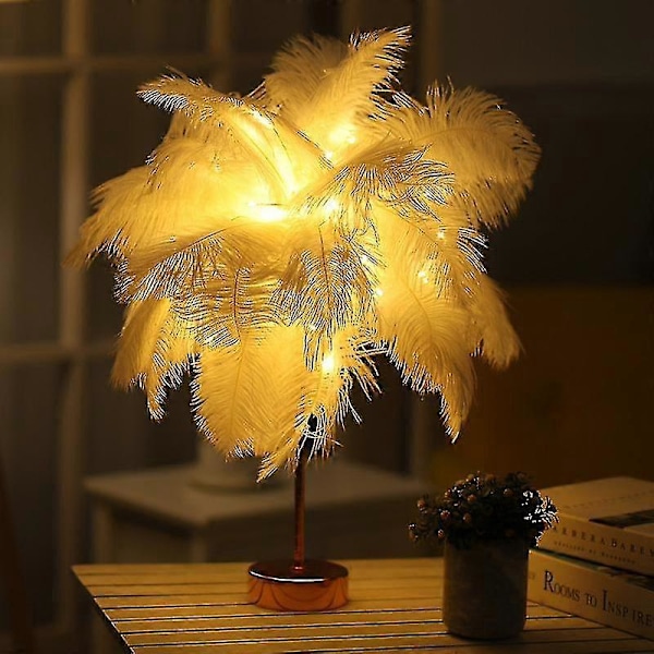 Fjäderbordslampa med fjärrkontroll - LED-nattlampa för sovrum bröllop grå