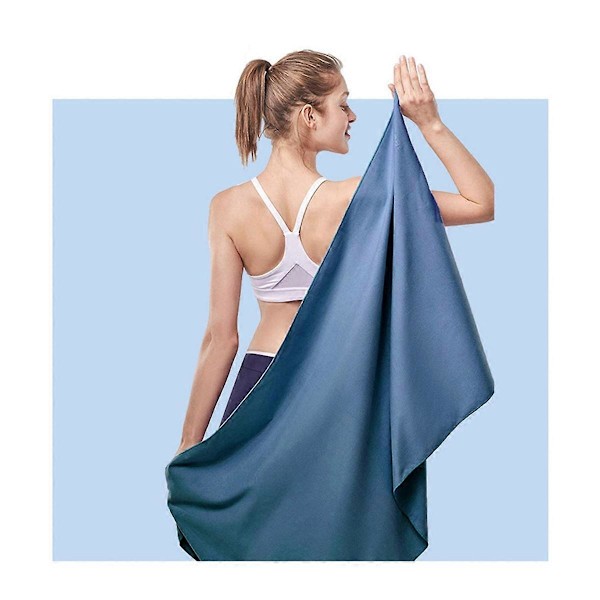 Mikrofiber Håndklæde Hurtigtørrende Håndklæde til Svømning, Yoga, Fitness, Mørkeblå