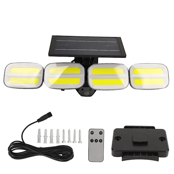 Solcellslampor utomhus solcellslampor rörelsesensorlampor 4 huvuden 800lm 6500K 360 graders vidvinkelbelysning IP65 vattentät 200LED