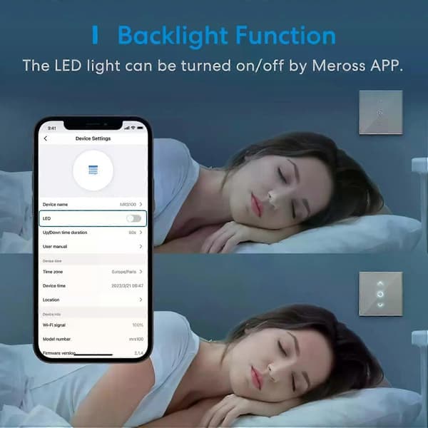 Meross HomeKit Smart Wi-Fi rullgardinstimer elektrisk motorgardinomkopplare EU/-version stödjer Alexa Google Assistant